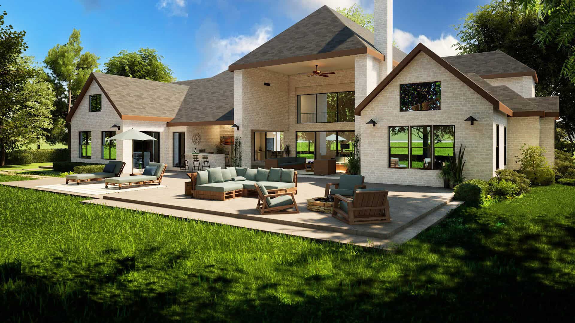 Rear View of this 4-Bedroom,4575 Sq Ft Plan -195-1355