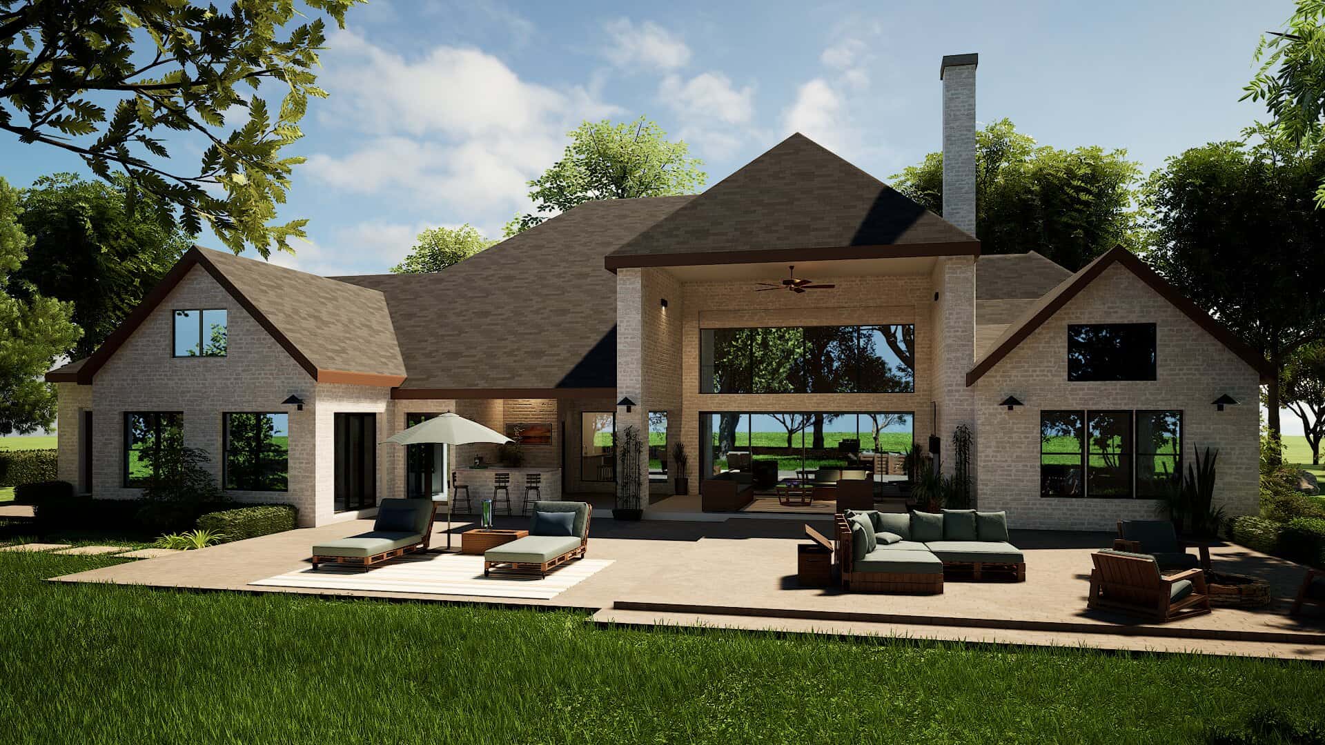 Rear View of this 4-Bedroom,4575 Sq Ft Plan -195-1355