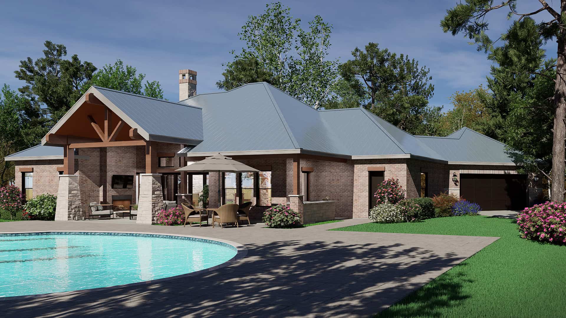 Rear View of this 3-Bedroom,2670 Sq Ft Plan -195-1356