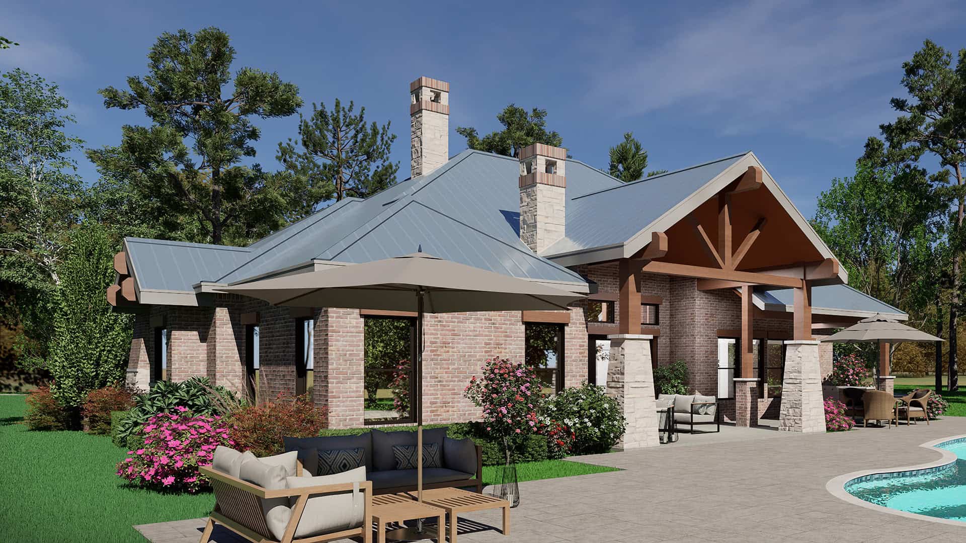 Rear View of this 3-Bedroom,2670 Sq Ft Plan -195-1356