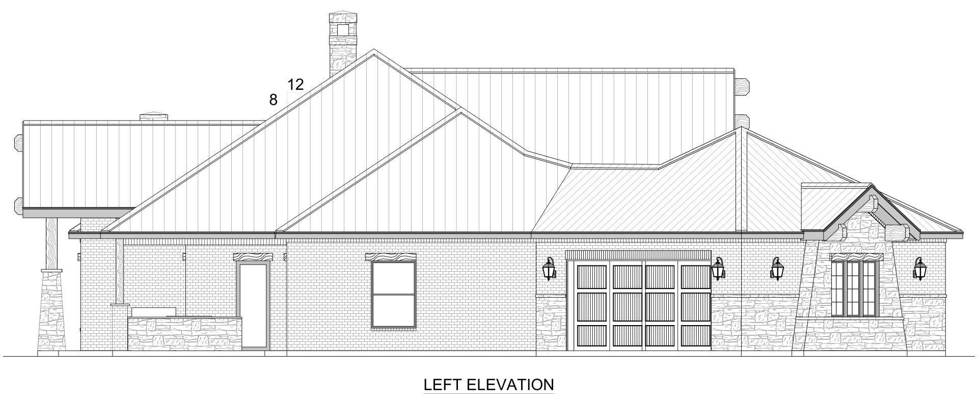 Home Plan Left Elevation of this 3-Bedroom,2670 Sq Ft Plan -195-1356