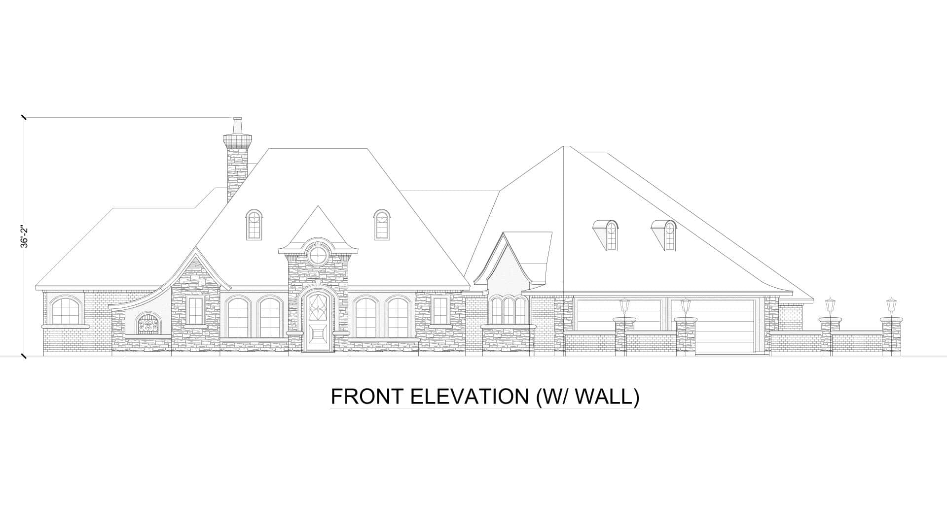 Home Plan Front Elevation of this 4-Bedroom,3040 Sq Ft Plan -195-1357
