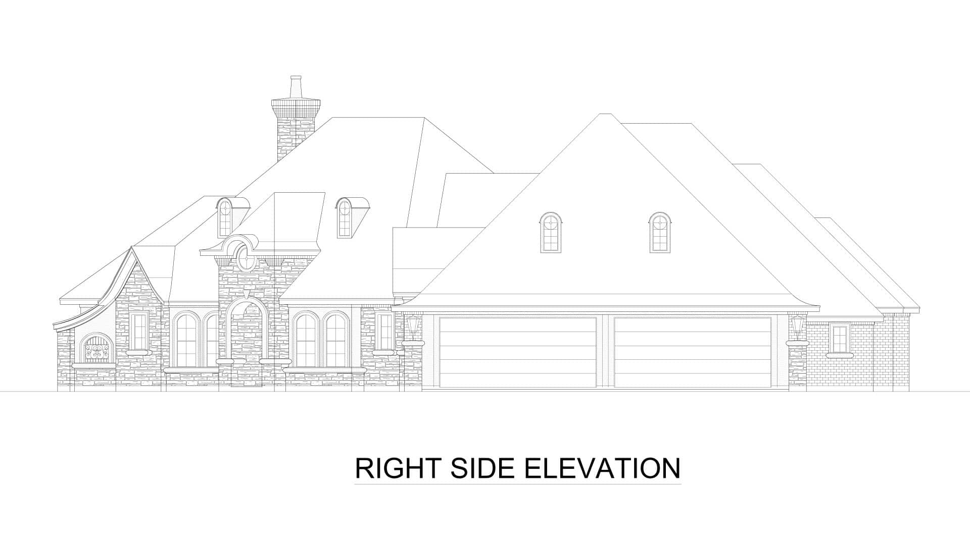 Home Plan Right Elevation of this 4-Bedroom,3040 Sq Ft Plan -195-1357