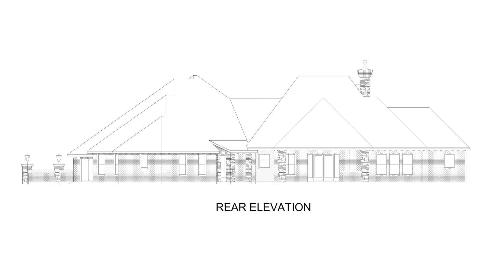 Home Plan Rear Elevation of this 4-Bedroom,3040 Sq Ft Plan -195-1357