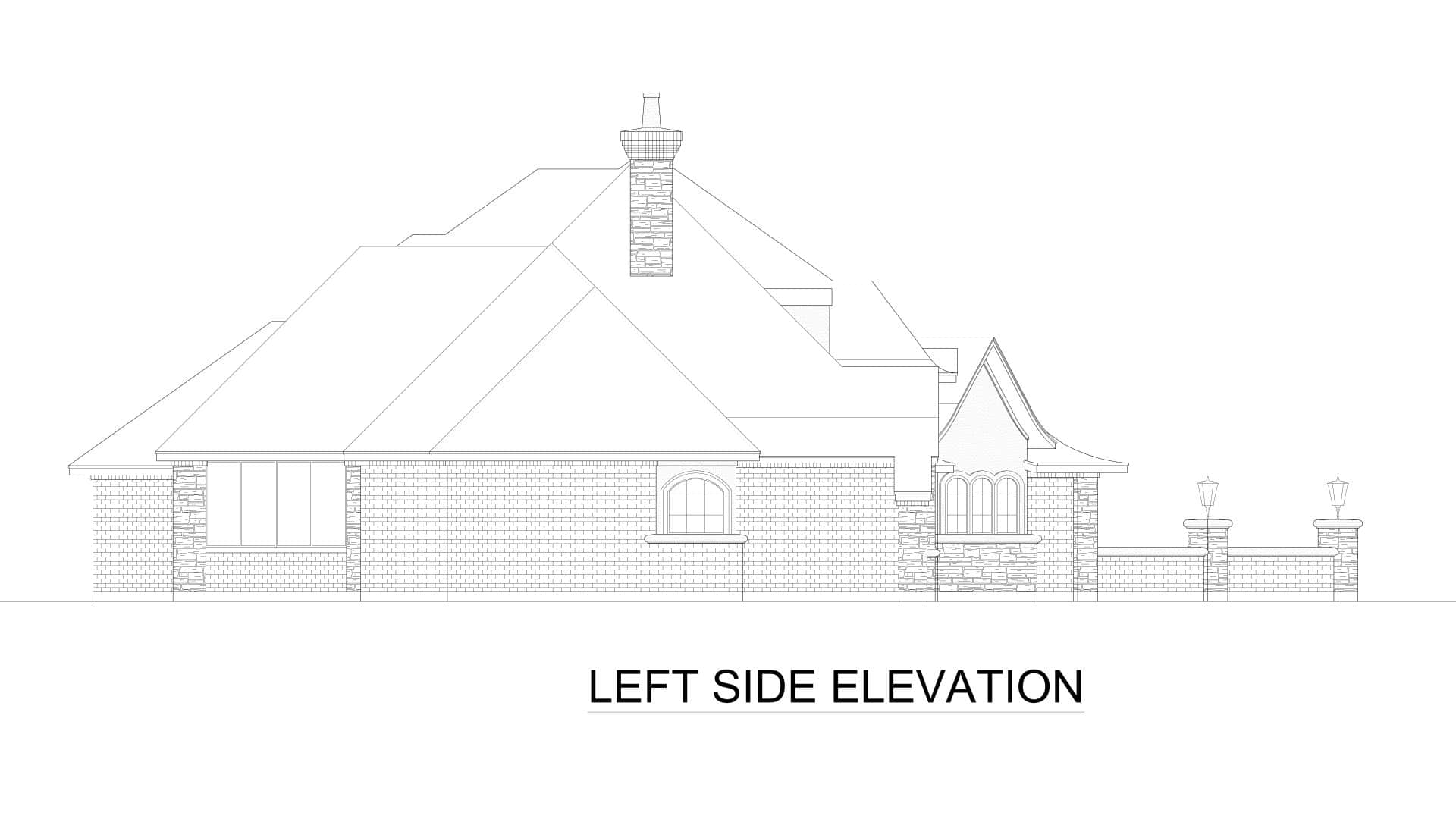 Home Plan Left Elevation of this 4-Bedroom,3040 Sq Ft Plan -195-1357