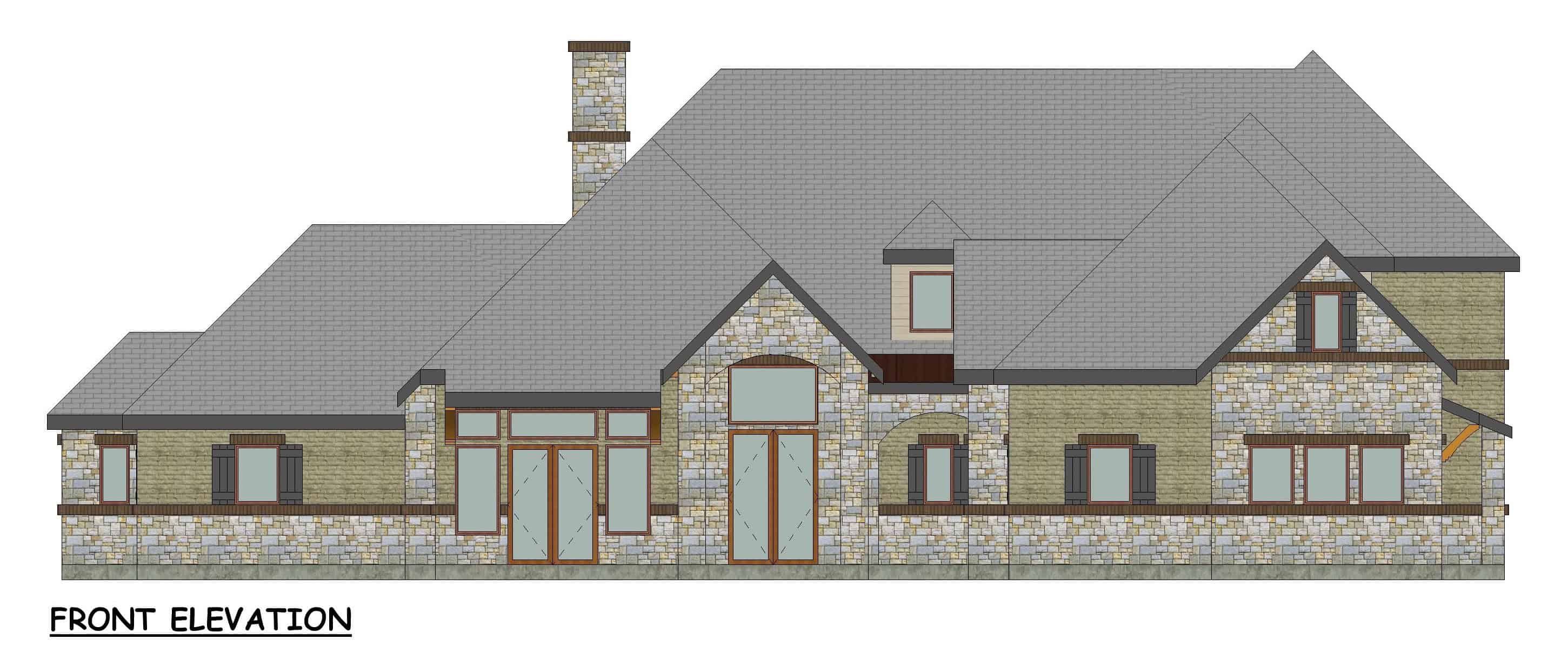 Home Plan Front Elevation of this 4-Bedroom,4193 Sq Ft Plan -195-1358