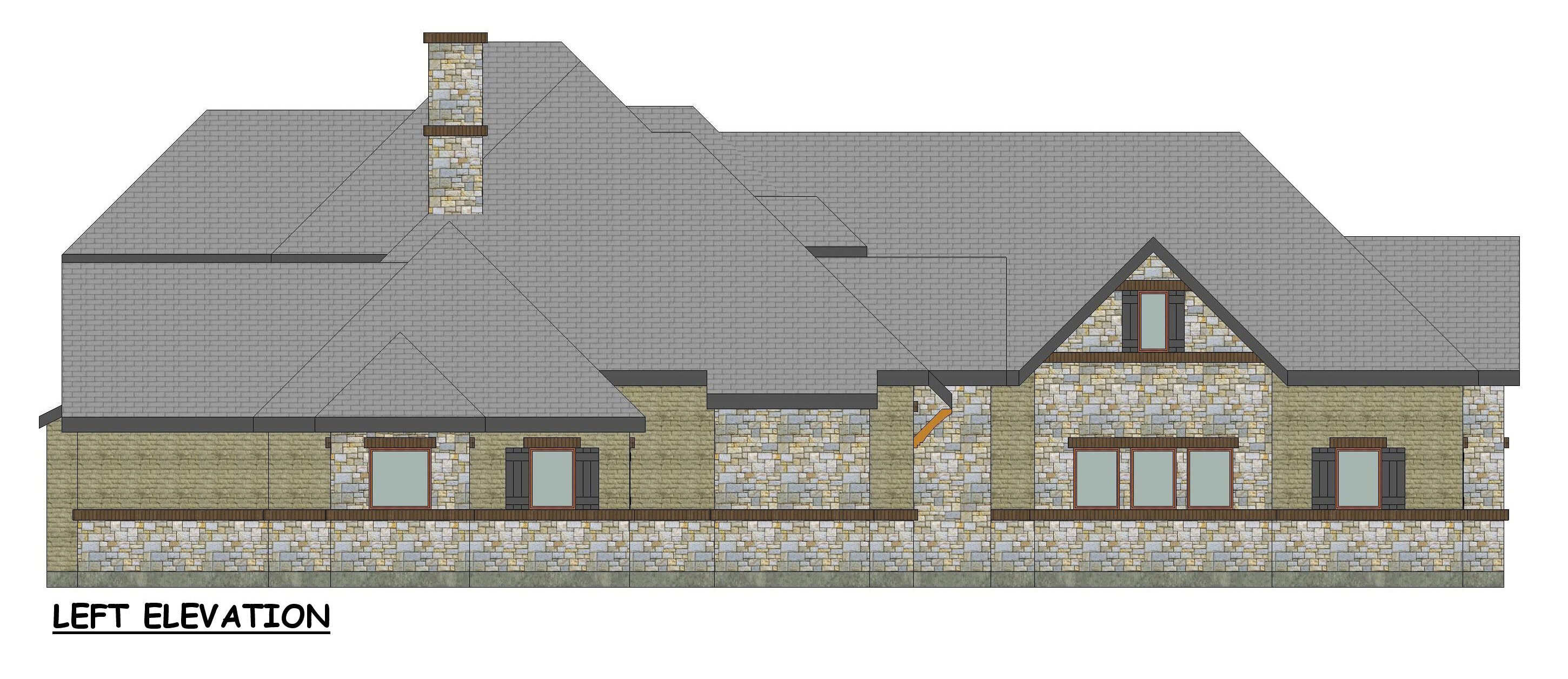 Home Plan Left Elevation of this 4-Bedroom,4193 Sq Ft Plan -195-1358