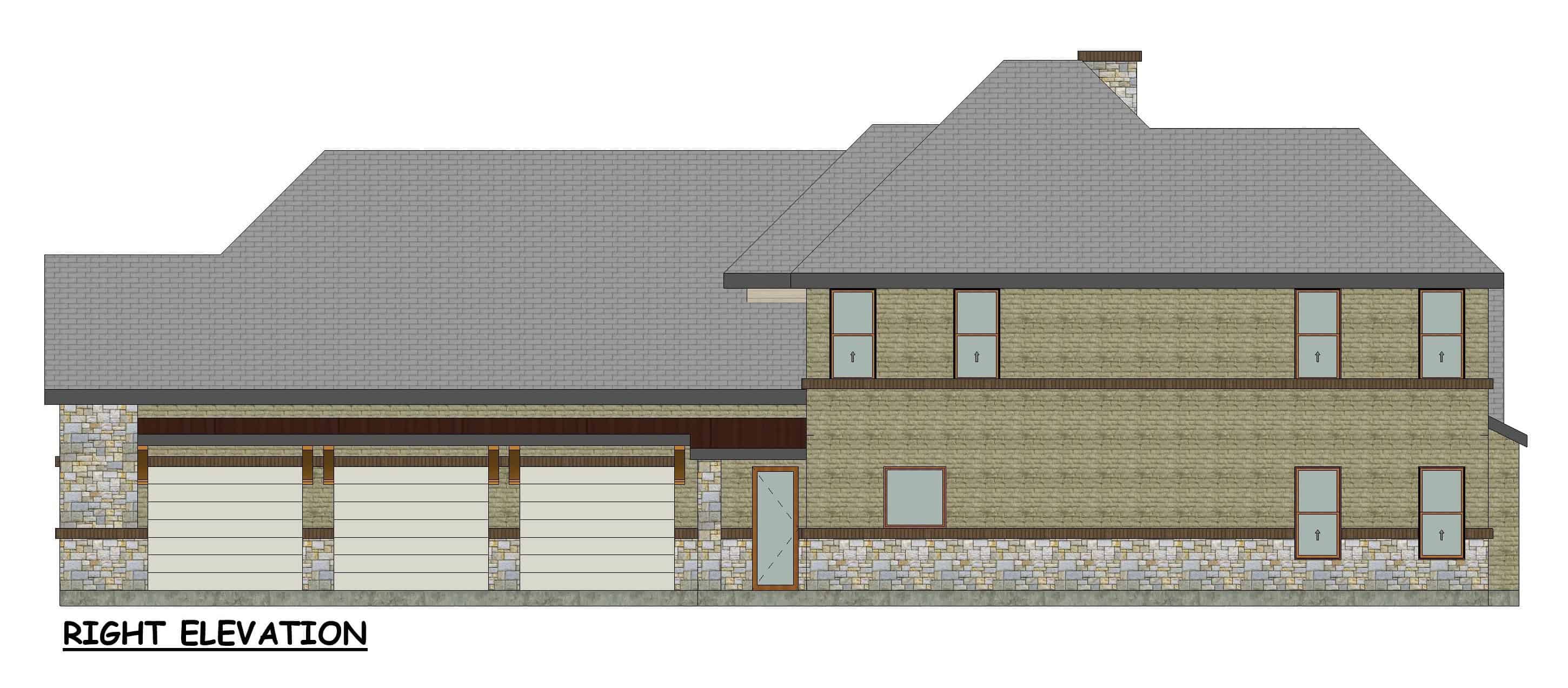 Home Plan Right Elevation of this 4-Bedroom,4193 Sq Ft Plan -195-1358