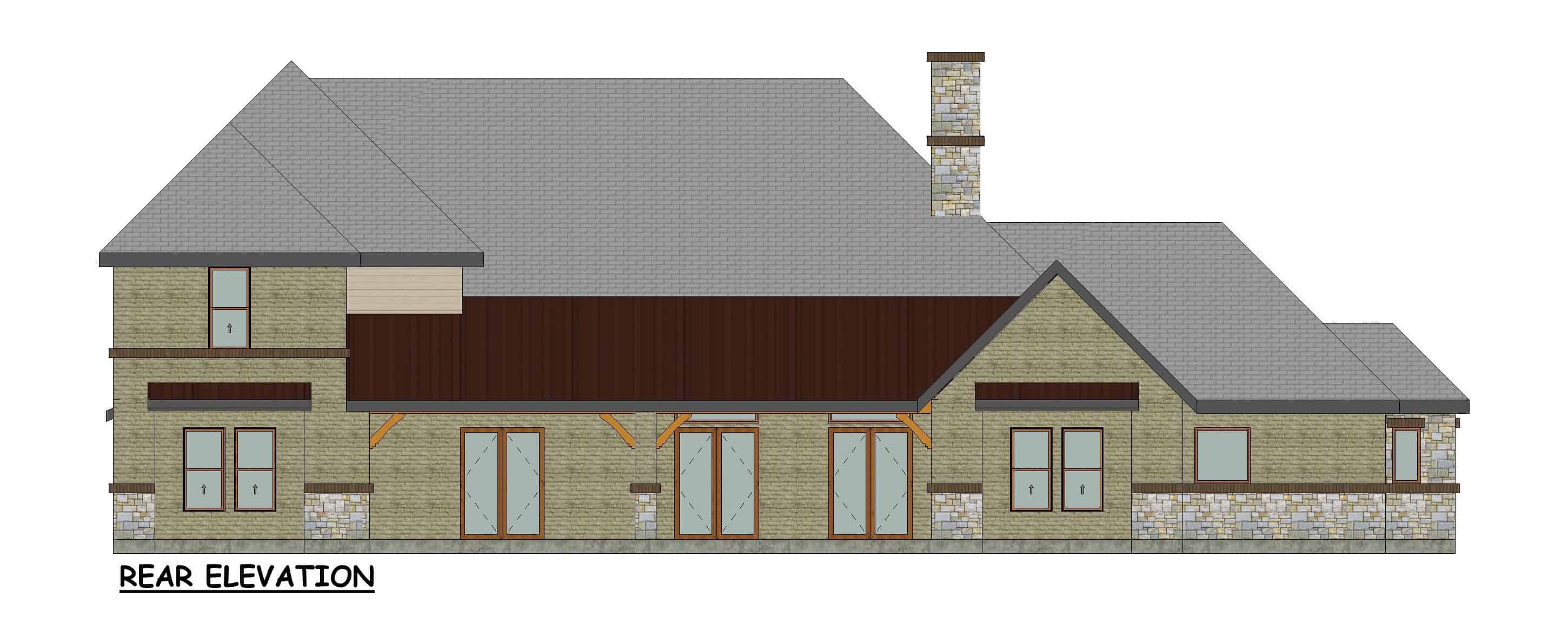 Home Plan Rear Elevation of this 4-Bedroom,4193 Sq Ft Plan -195-1358