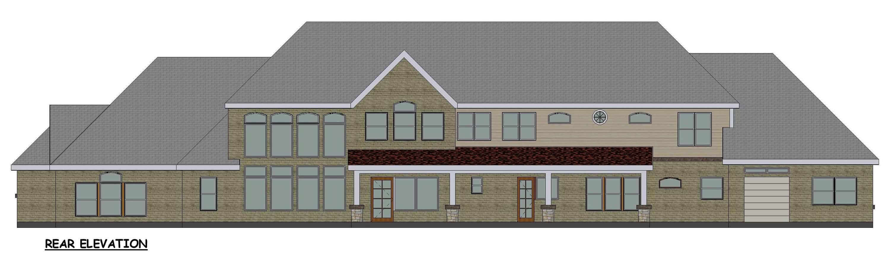 Home Plan Rear Elevation of this 3-Bedroom,5487 Sq Ft Plan -195-1359