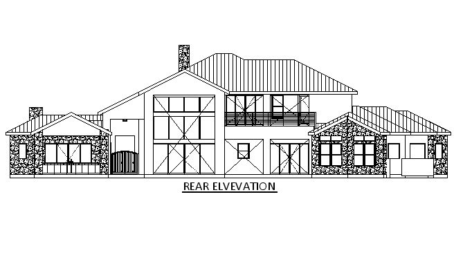 Home Plan Rear Elevation of this 3-Bedroom,2918 Sq Ft Plan -195-1360