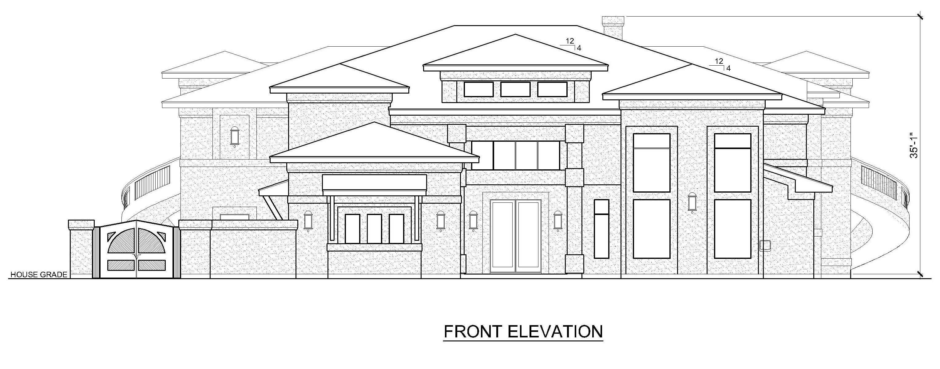 Home Plan Front Elevation of this 5-Bedroom,8513 Sq Ft Plan -195-1361