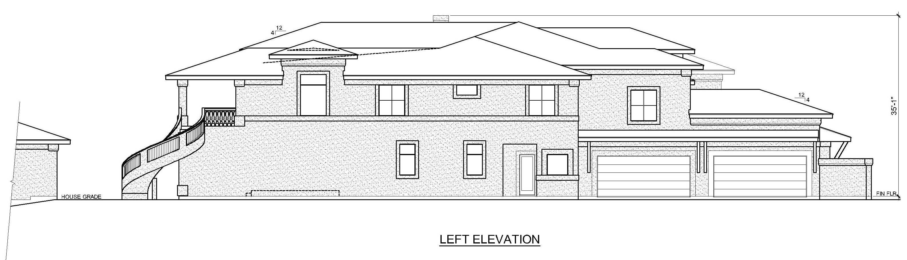 Home Plan Left Elevation of this 5-Bedroom,8513 Sq Ft Plan -195-1361