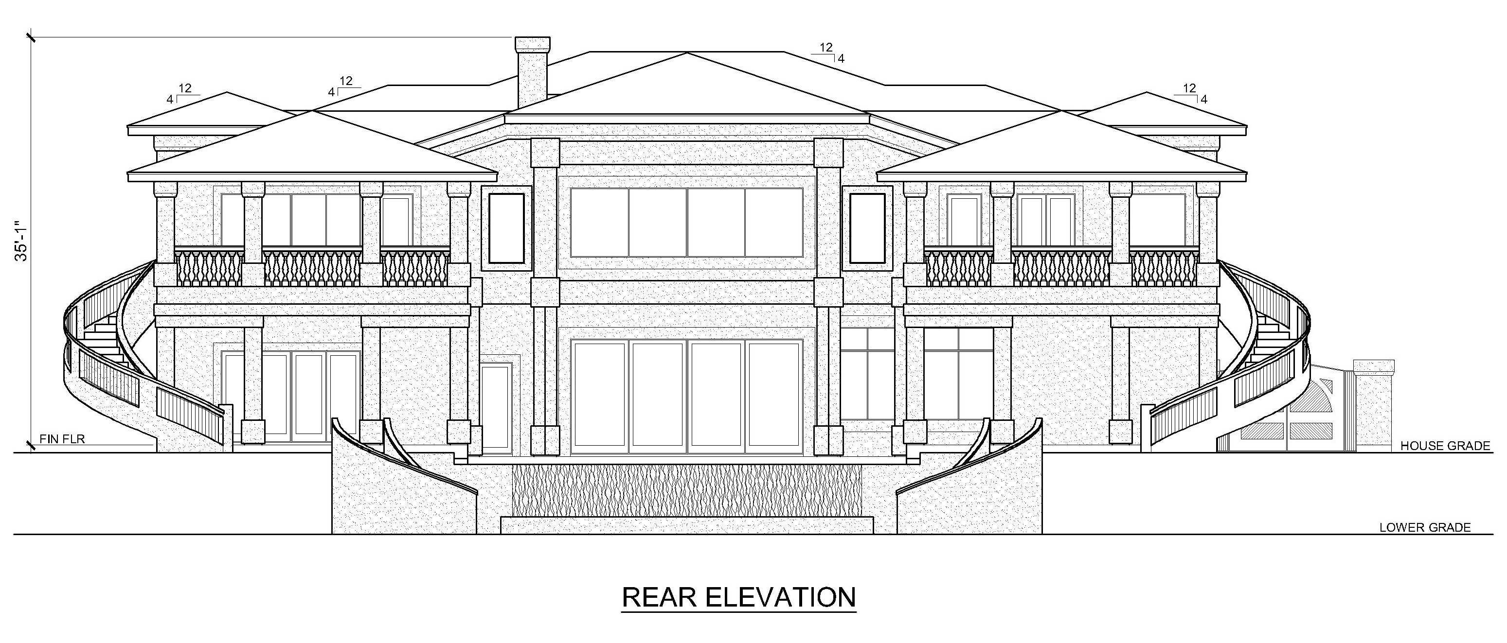 Home Plan Rear Elevation of this 5-Bedroom,8513 Sq Ft Plan -195-1361