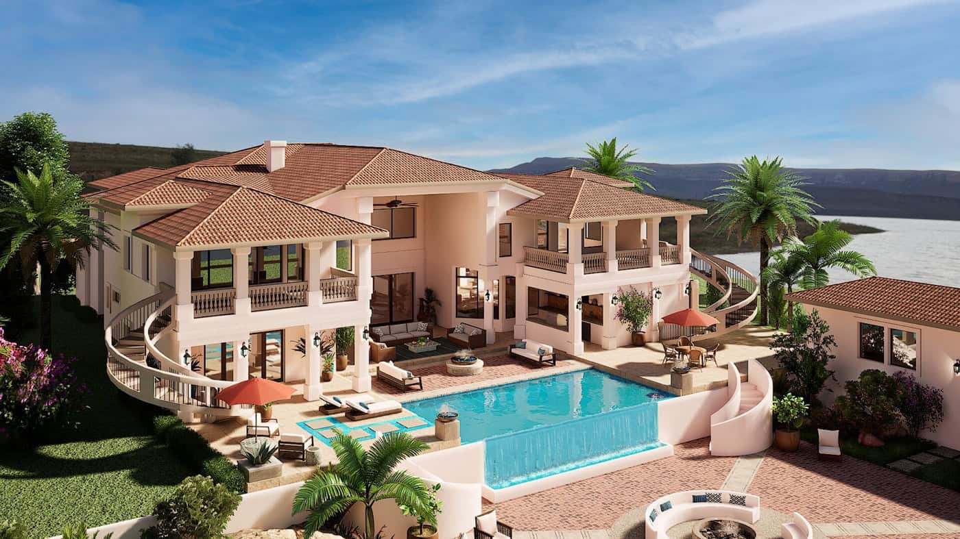 Rear View of this 5-Bedroom,8513 Sq Ft Plan -195-1361