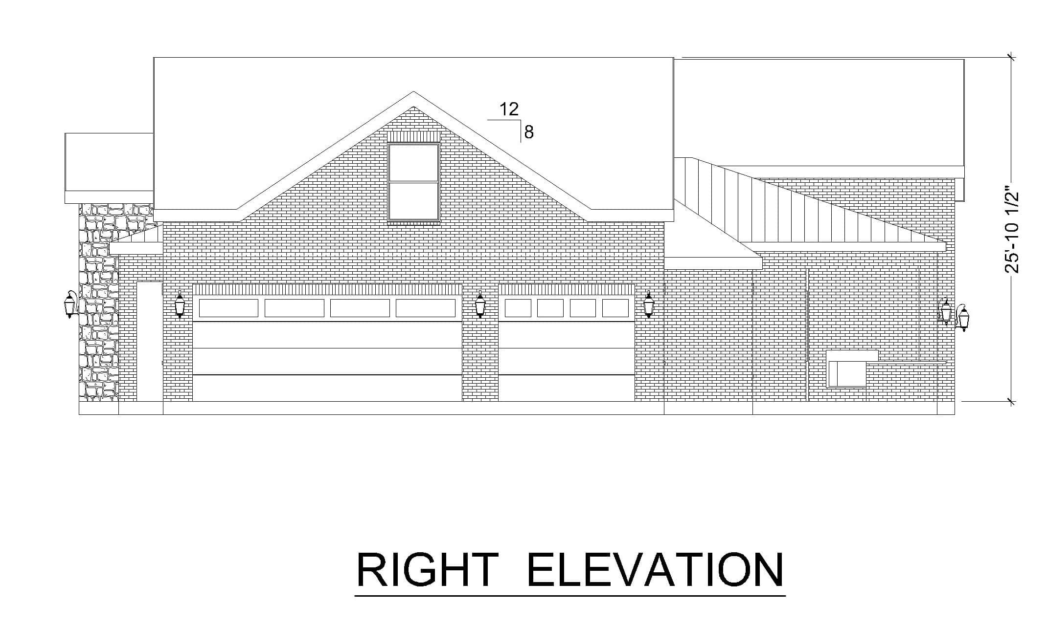 Home Plan Right Elevation of this 3-Bedroom,4388 Sq Ft Plan -195-1362