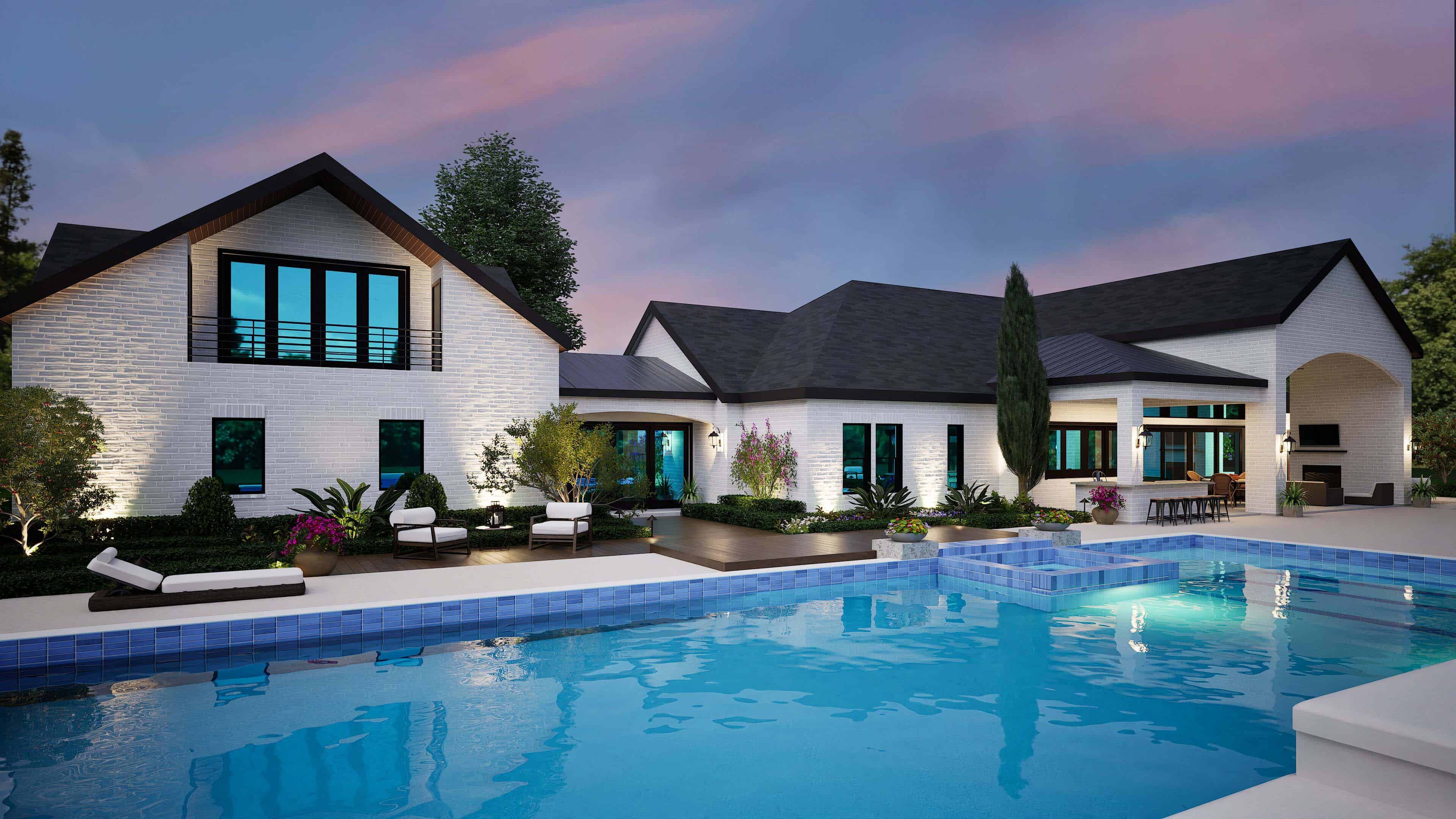 Rear View of this 3-Bedroom,4388 Sq Ft Plan -195-1362
