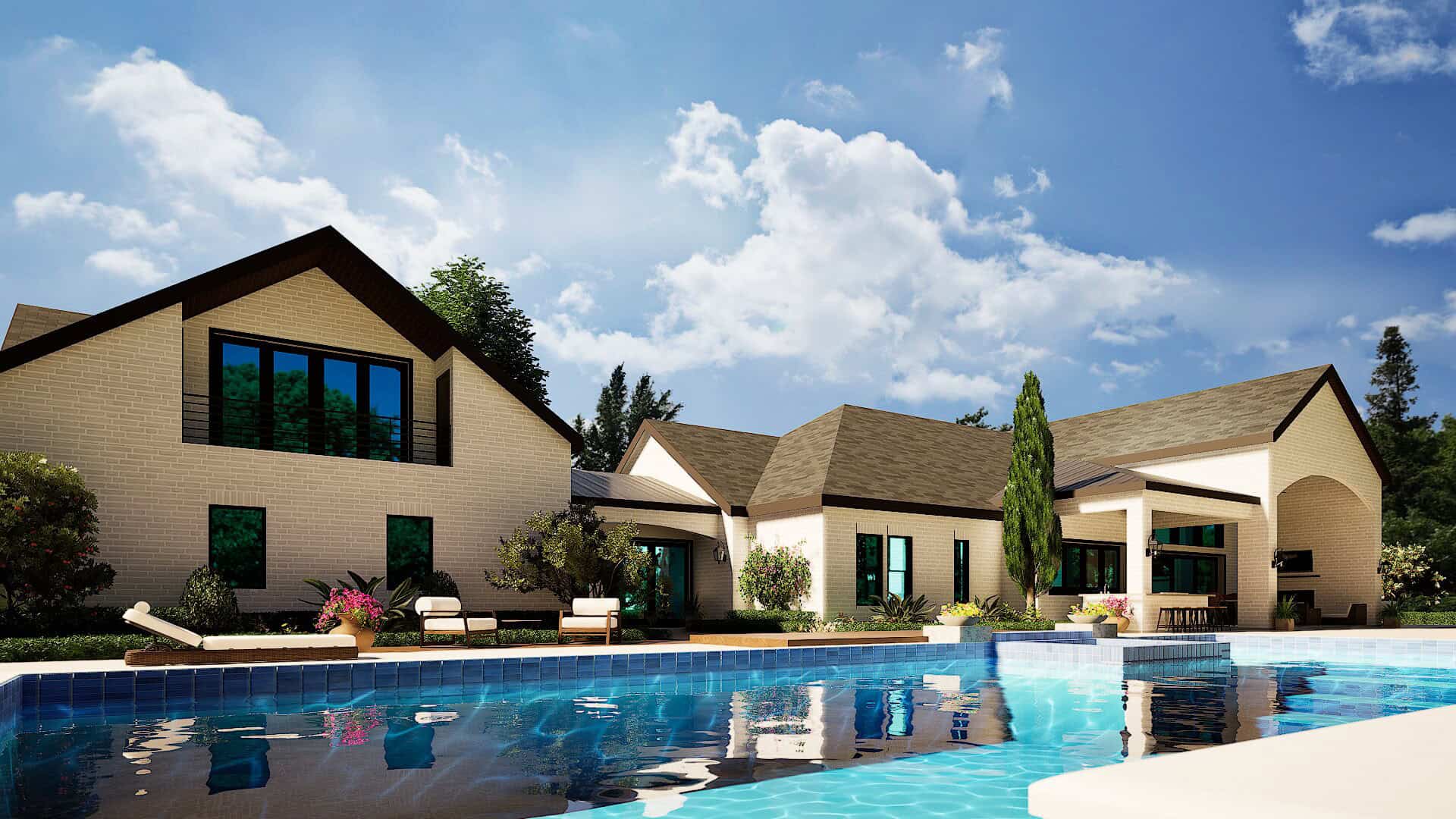 Rear View of this 3-Bedroom,4388 Sq Ft Plan -195-1362