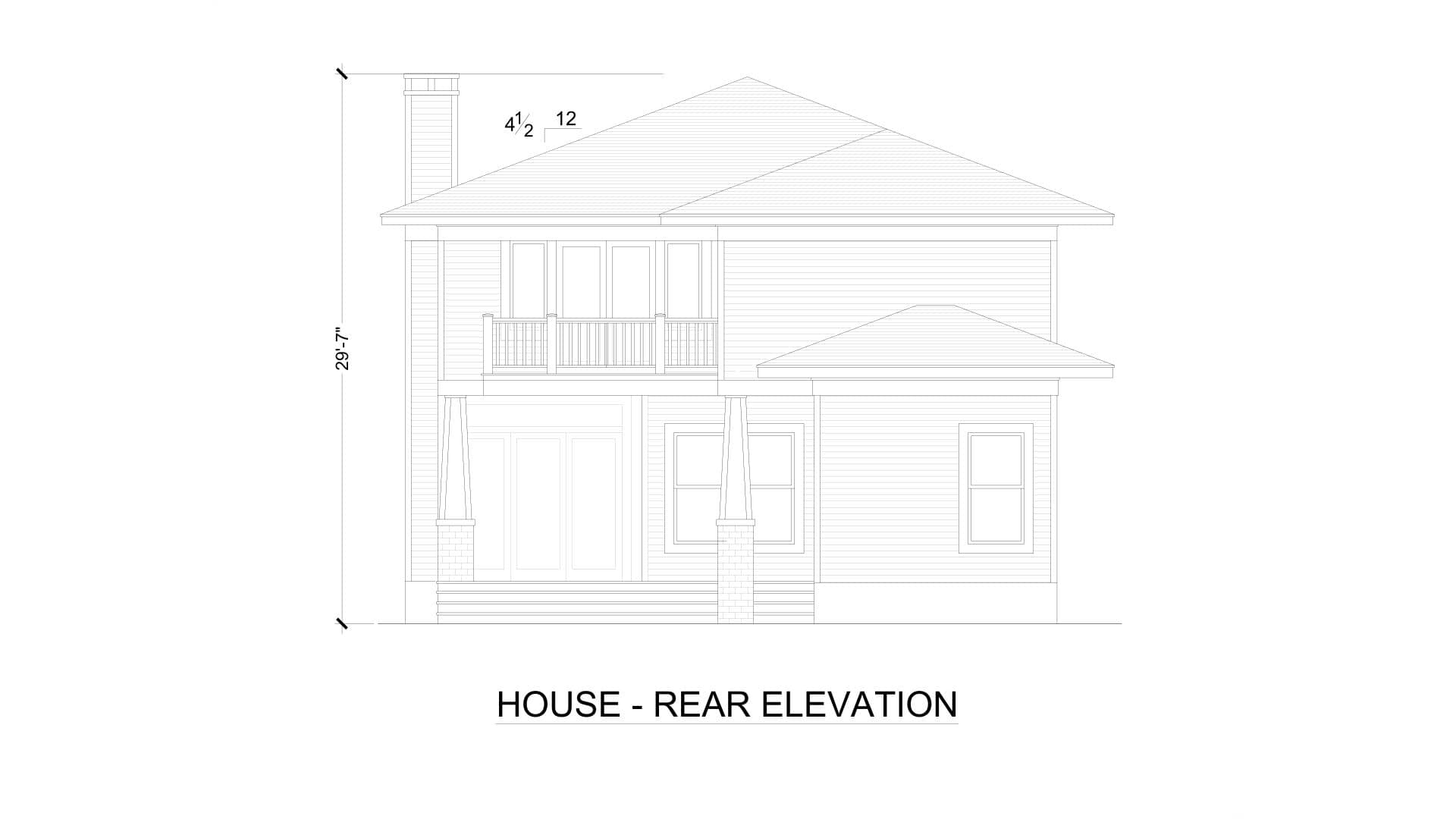 Home Plan Rear Elevation of this 4-Bedroom,3245 Sq Ft Plan -195-1363