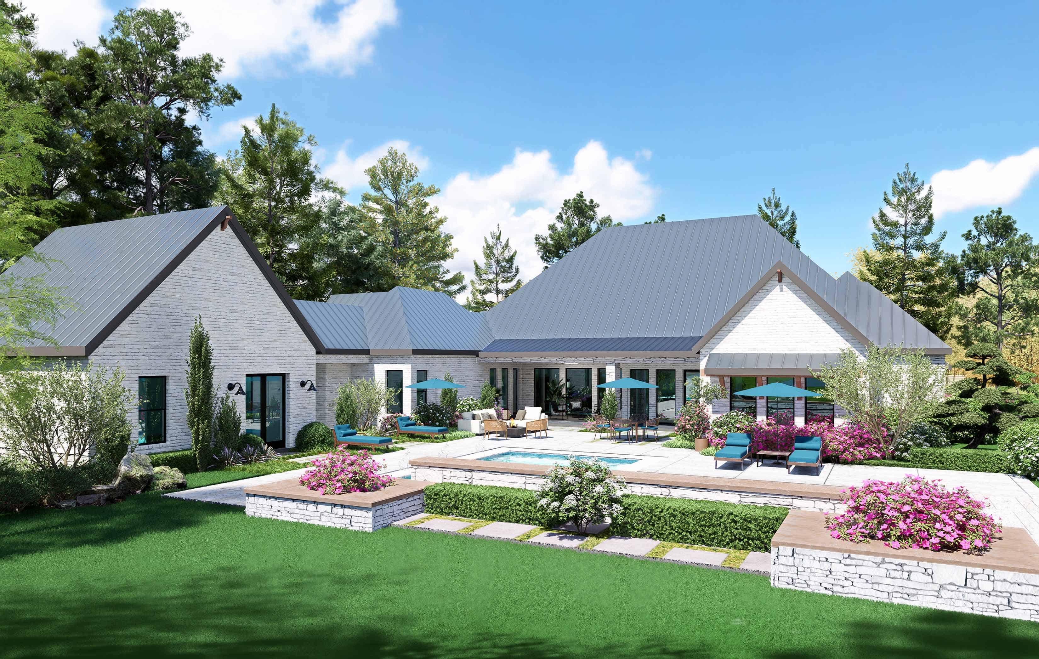 Rear View of this 4-Bedroom,4166 Sq Ft Plan -195-1364