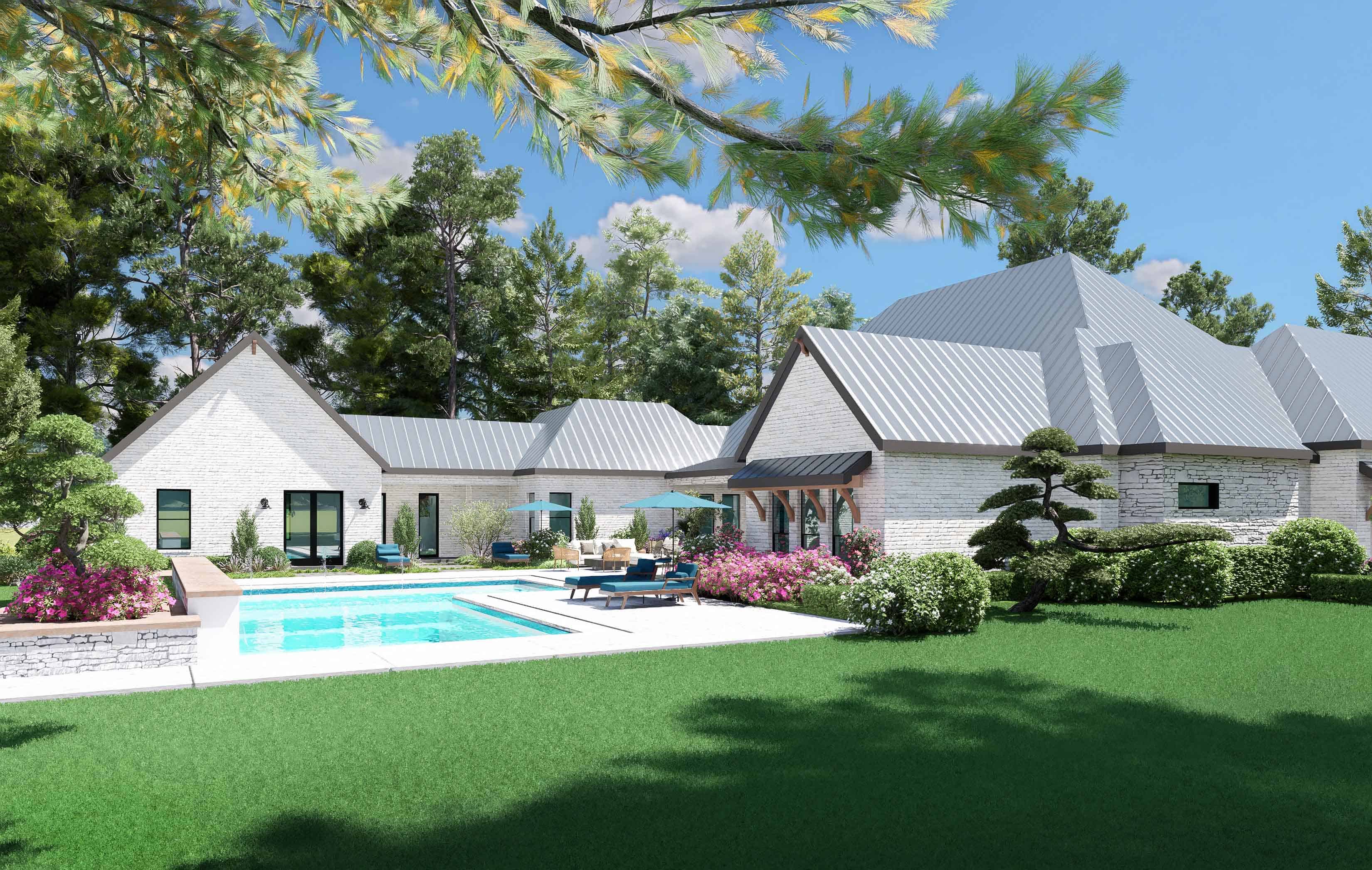 Home Plan Rear Elevation of this 4-Bedroom,4166 Sq Ft Plan -195-1364