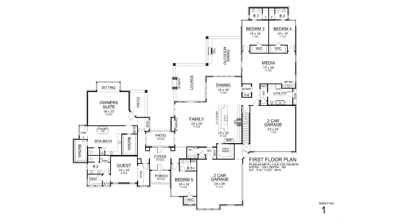 Main Level of Contemporary Plan #195-1365