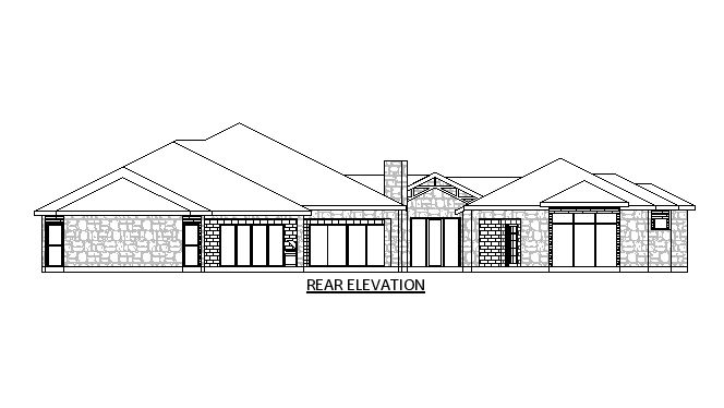Home Plan Rear Elevation of this 5-Bedroom,5161 Sq Ft Plan -195-1365