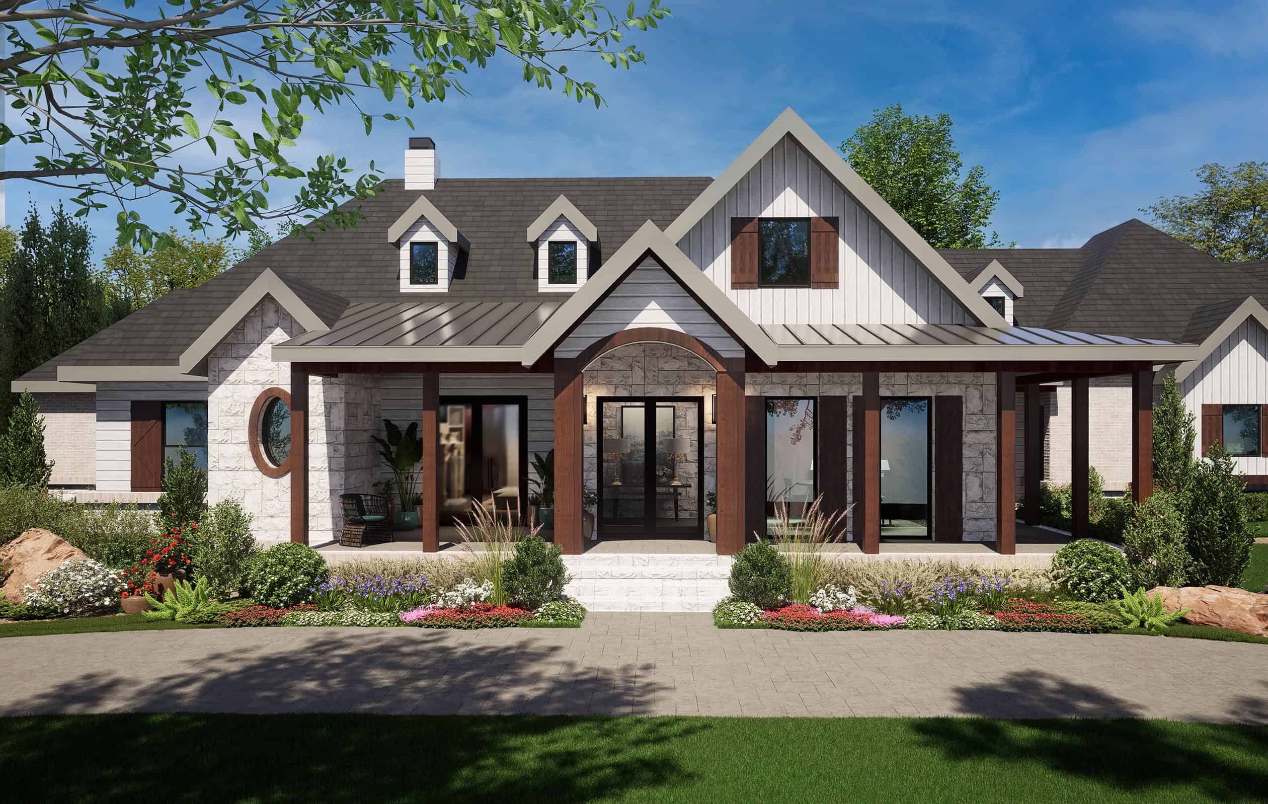 Front View of this 3-Bedroom,3814 Sq Ft Plan -195-1366