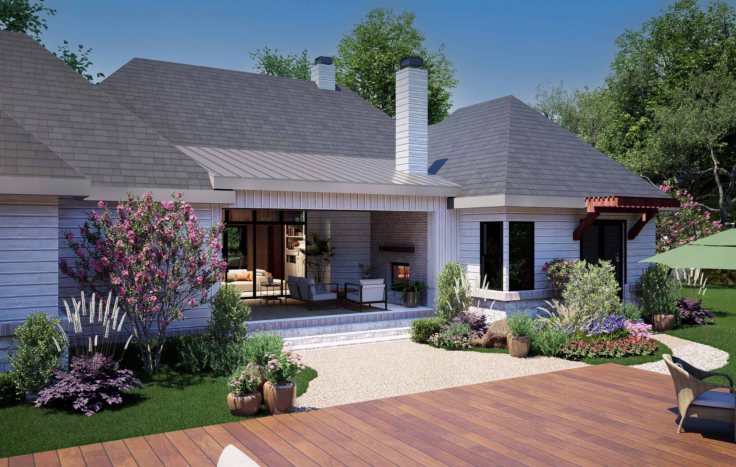 Rear View of this 3-Bedroom,3814 Sq Ft Plan -195-1366