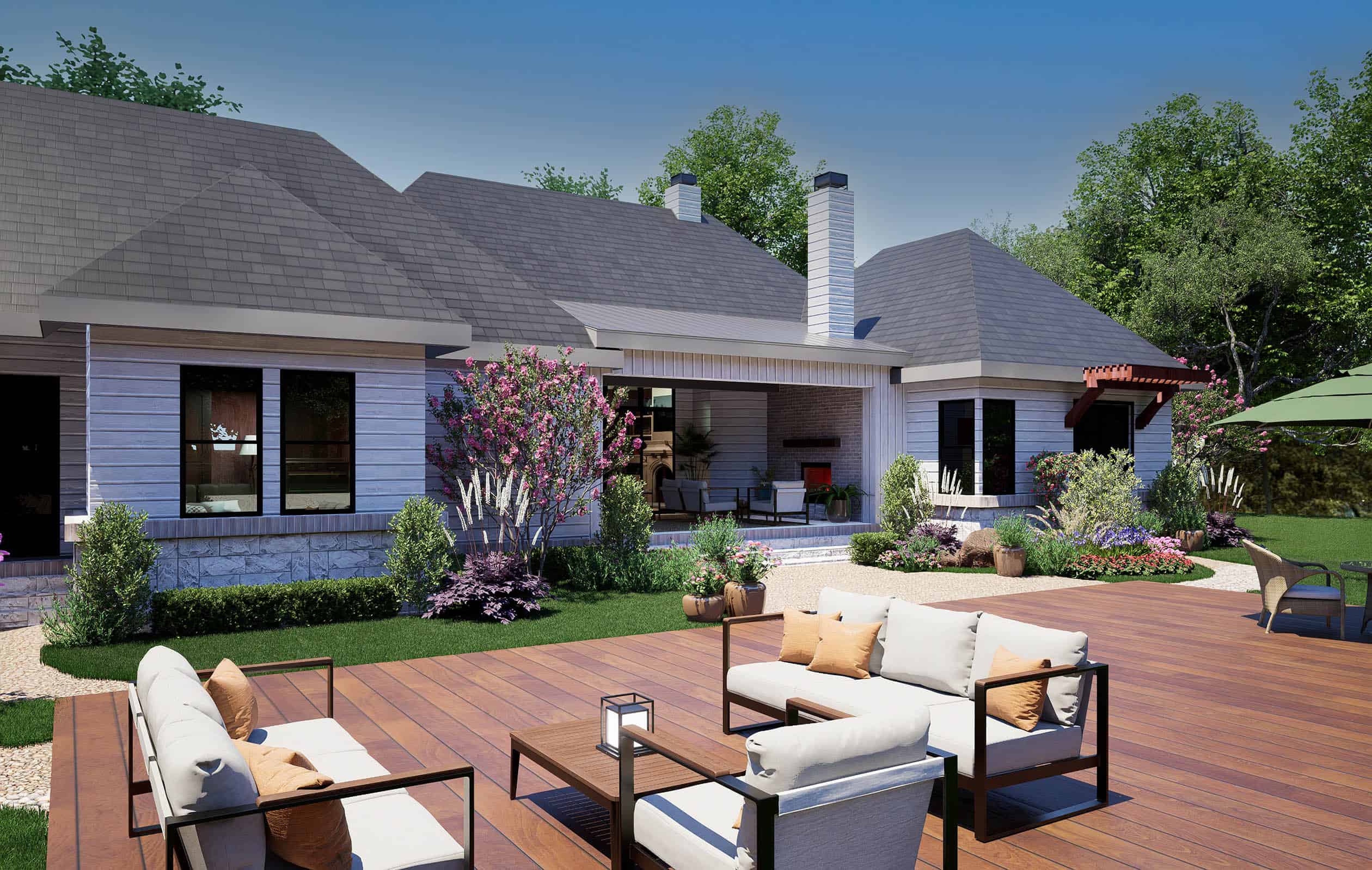 Rear View of this 3-Bedroom,3814 Sq Ft Plan -195-1366