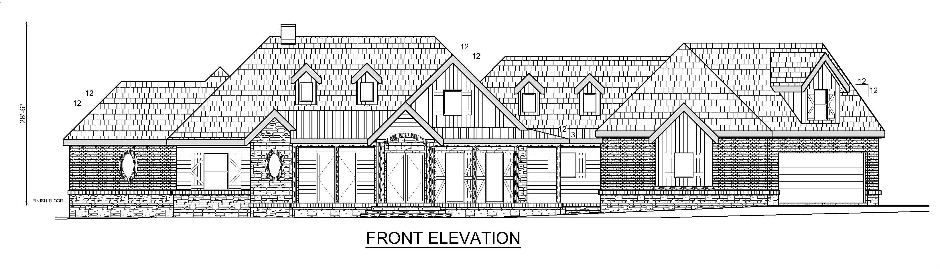 Home Plan Front Elevation of this 3-Bedroom,3814 Sq Ft Plan -195-1366