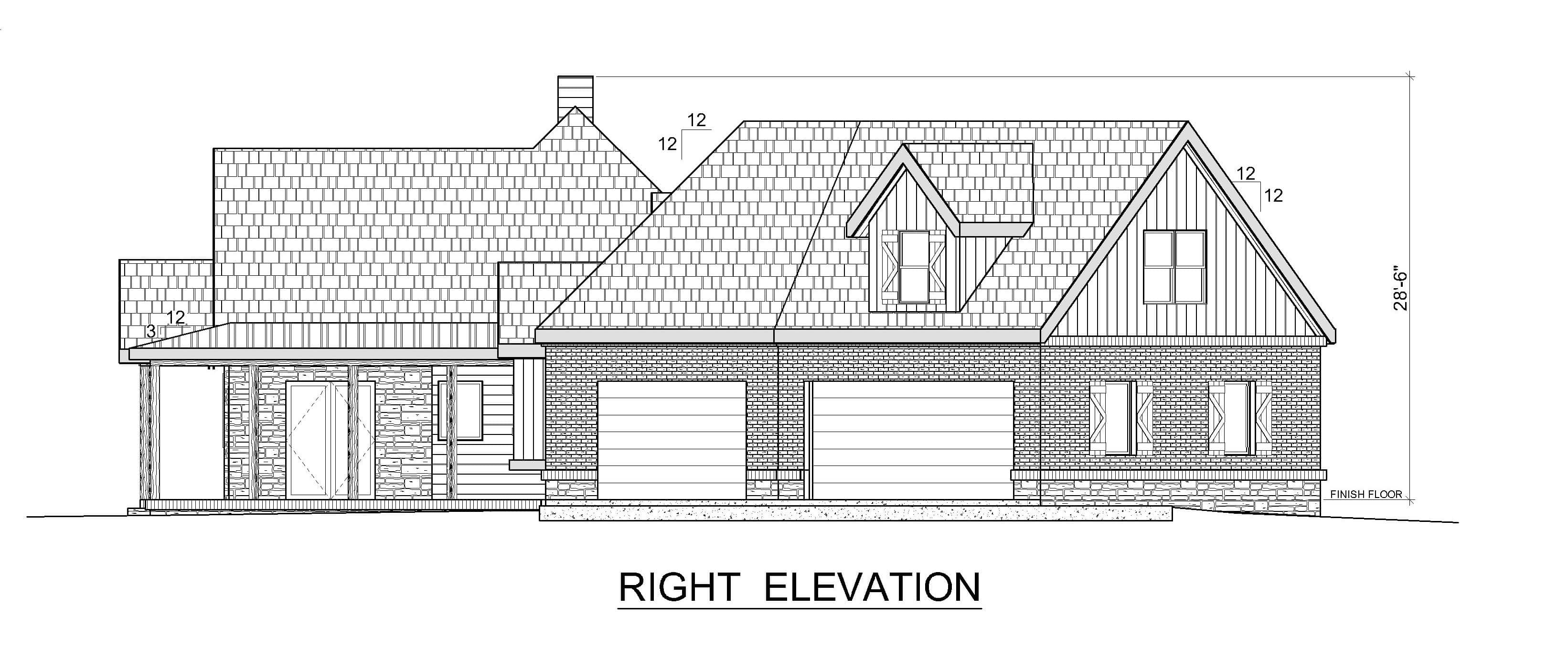 Home Plan Right Elevation of this 3-Bedroom,3814 Sq Ft Plan -195-1366
