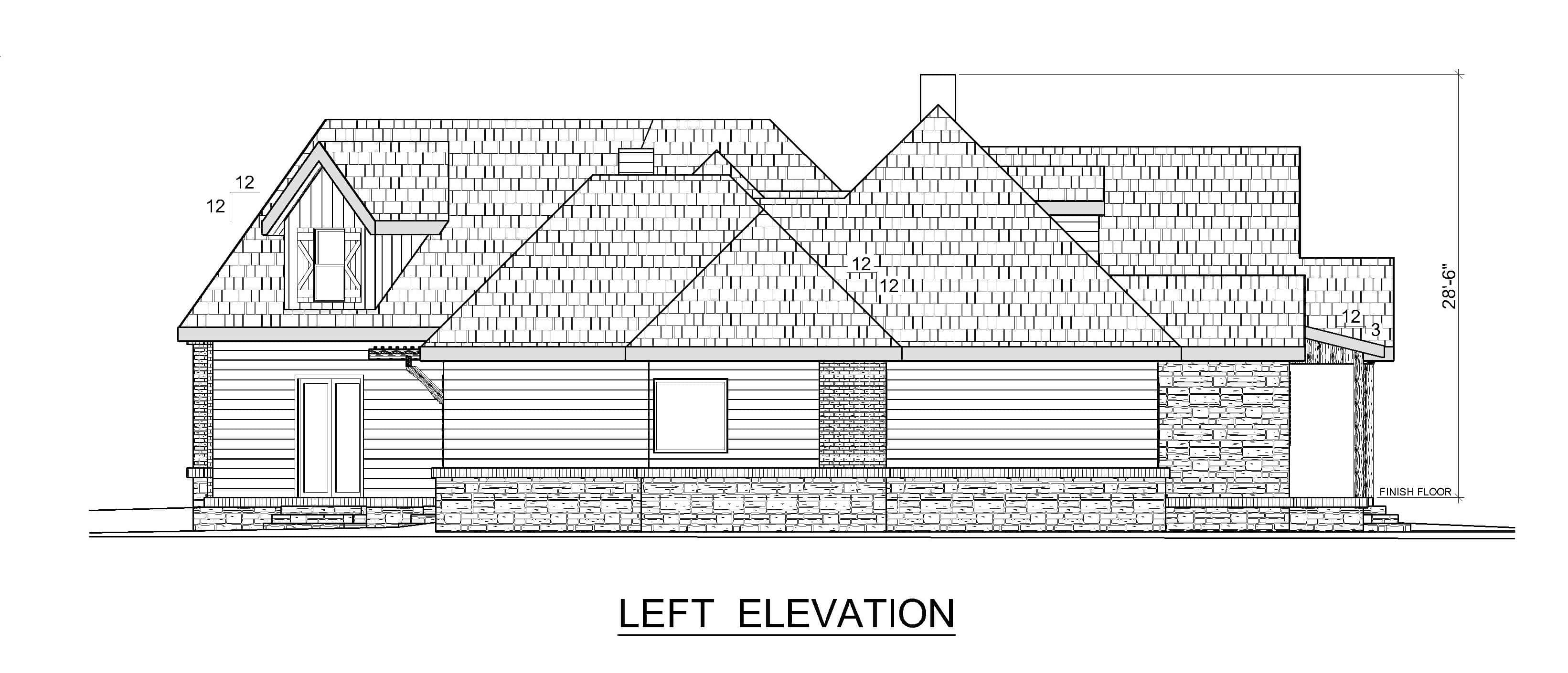 Home Plan Left Elevation of this 3-Bedroom,3814 Sq Ft Plan -195-1366