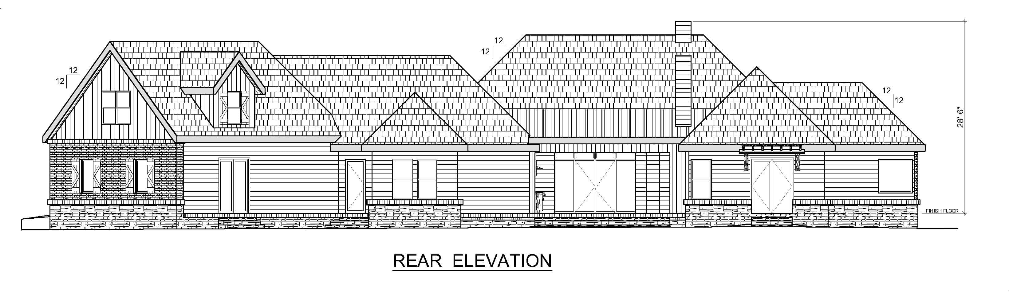 Home Plan Rear Elevation of this 3-Bedroom,3814 Sq Ft Plan -195-1366