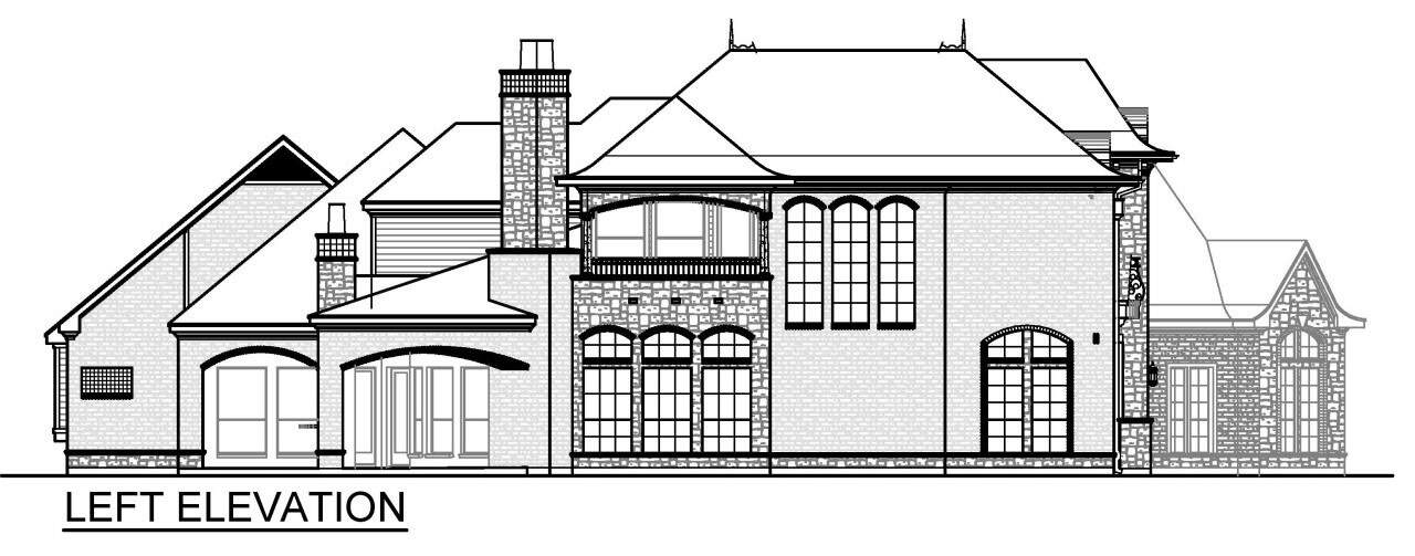 Home Plan Left Elevation of this 4-Bedroom,4805 Sq Ft Plan -195-1367