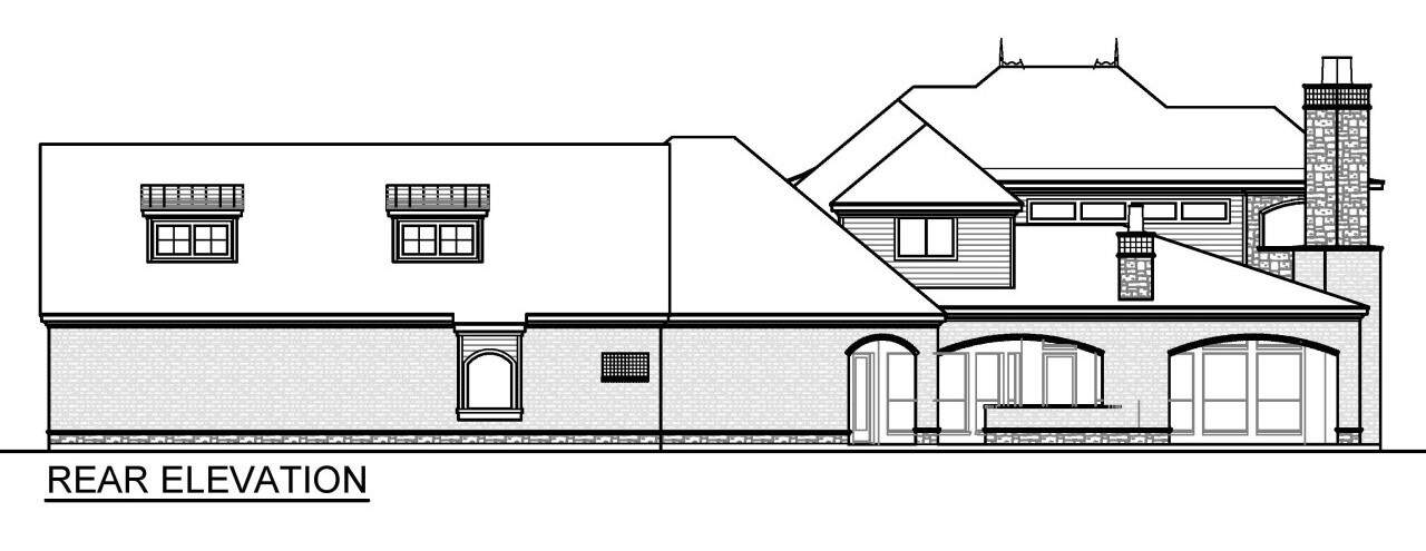 Home Plan Rear Elevation of this 4-Bedroom,4805 Sq Ft Plan -195-1367