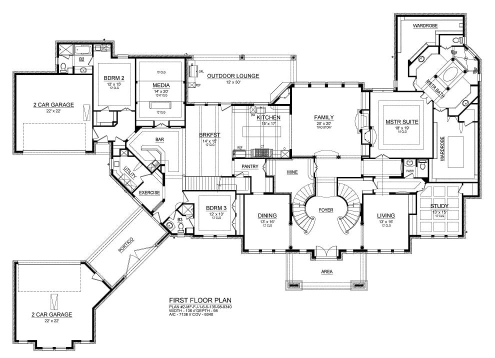 Main Level of Luxury Plan #195-1368