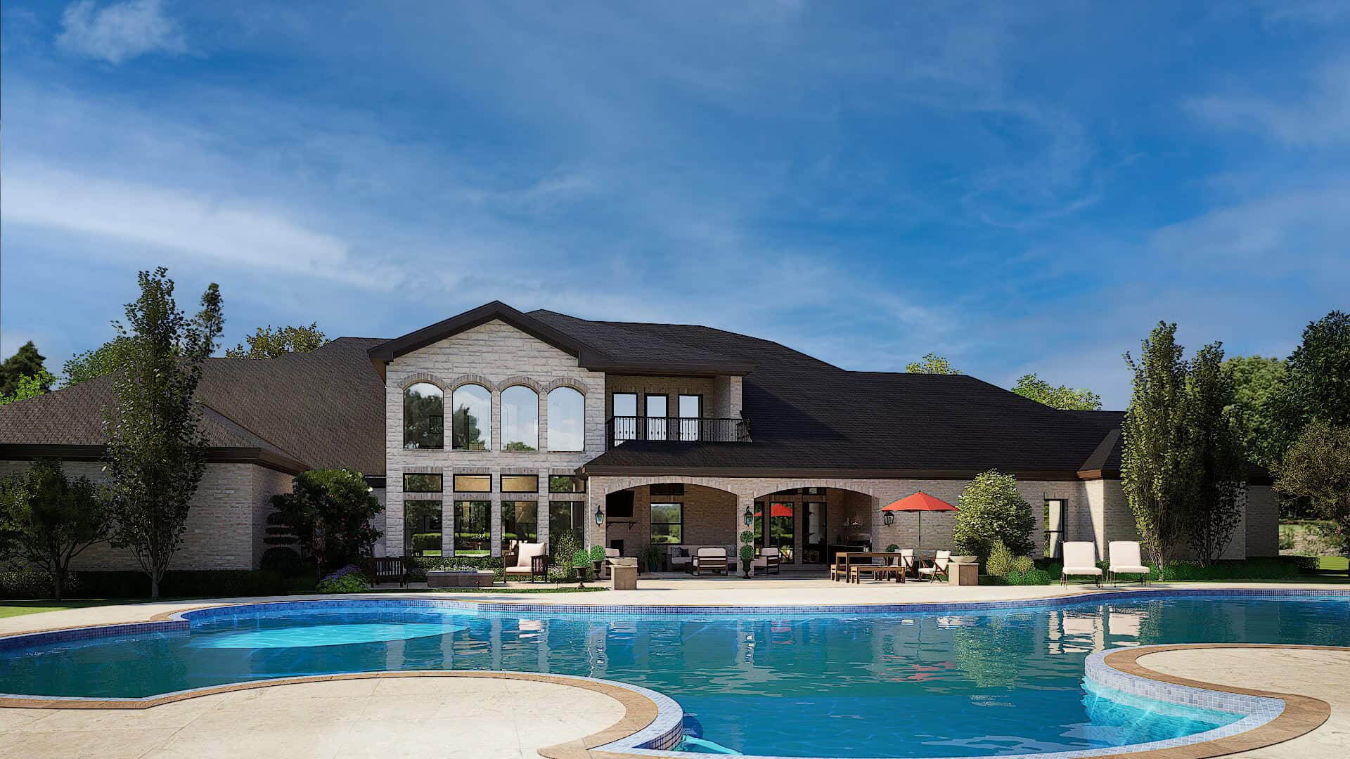 Rear View of this 6-Bedroom,7138 Sq Ft Plan -195-1368