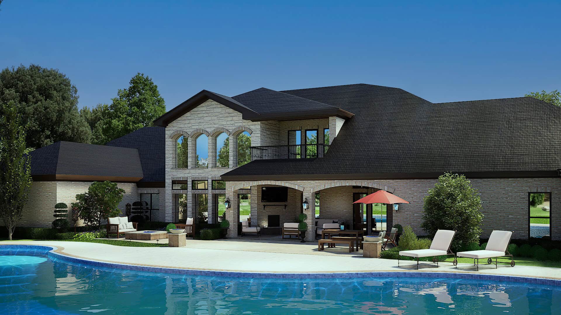 Rear View of this 6-Bedroom,7138 Sq Ft Plan -195-1368