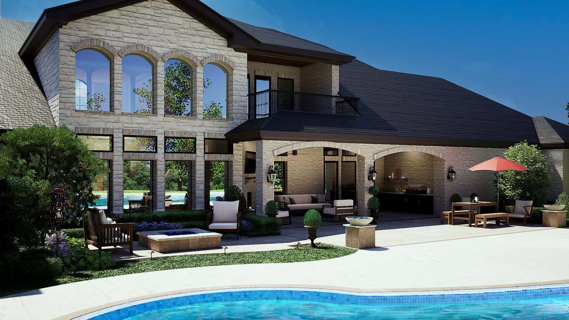Rear View of this 6-Bedroom,7138 Sq Ft Plan -195-1368