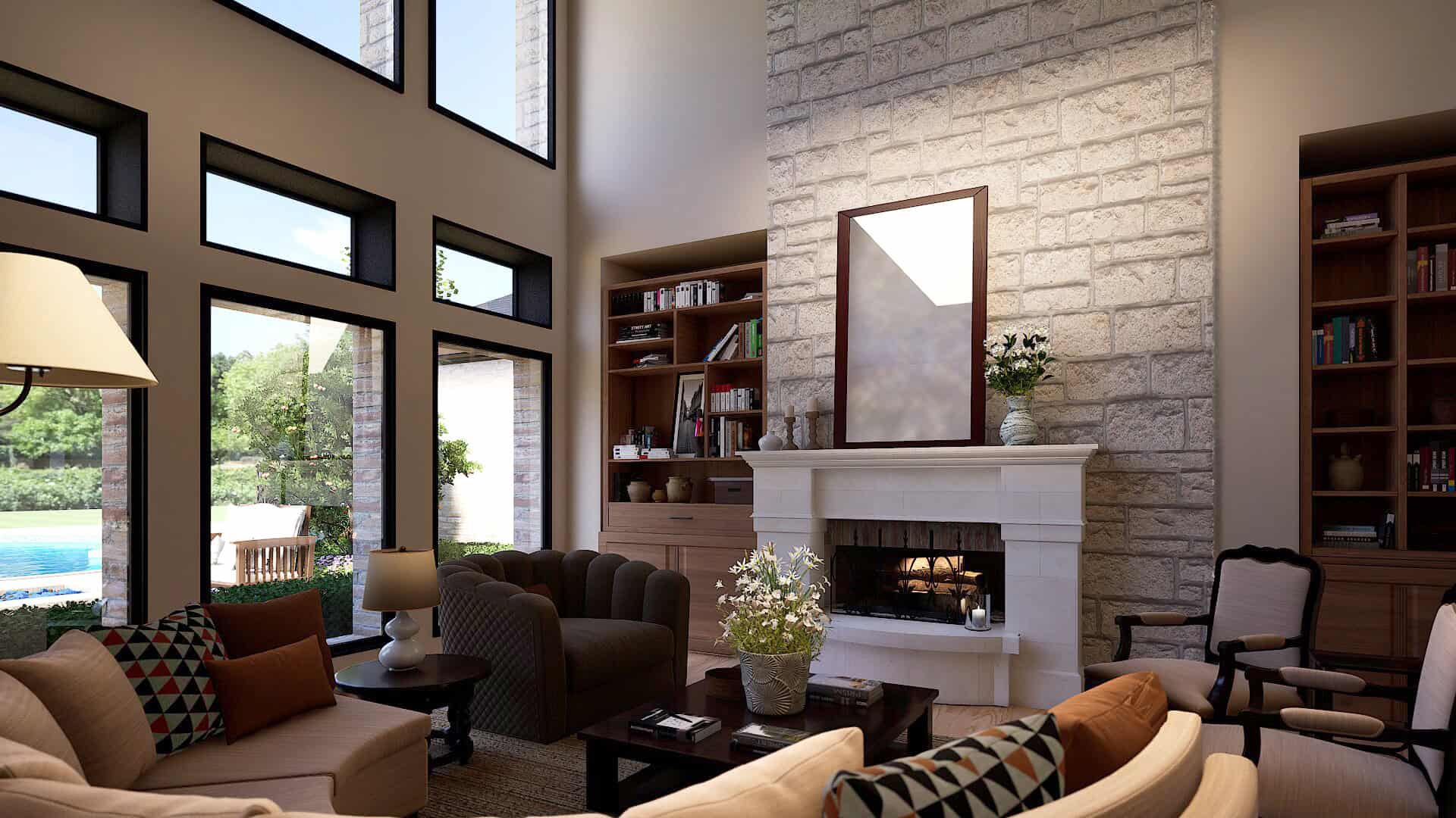 Living Room of this 6-Bedroom,7138 Sq Ft Plan -195-1368