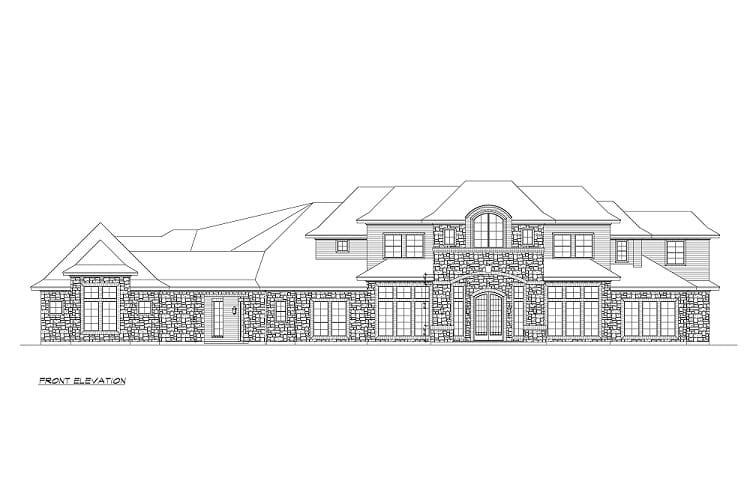 Home Plan Front Elevation of this 6-Bedroom,7138 Sq Ft Plan -195-1368