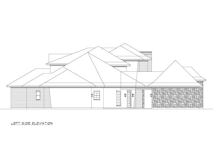 Home Plan Left Elevation of this 6-Bedroom,7138 Sq Ft Plan -195-1368
