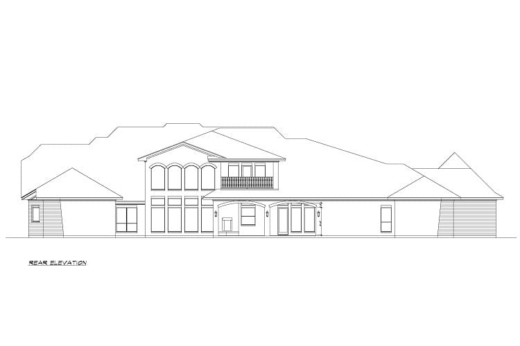 Home Plan Rear Elevation of this 6-Bedroom,7138 Sq Ft Plan -195-1368