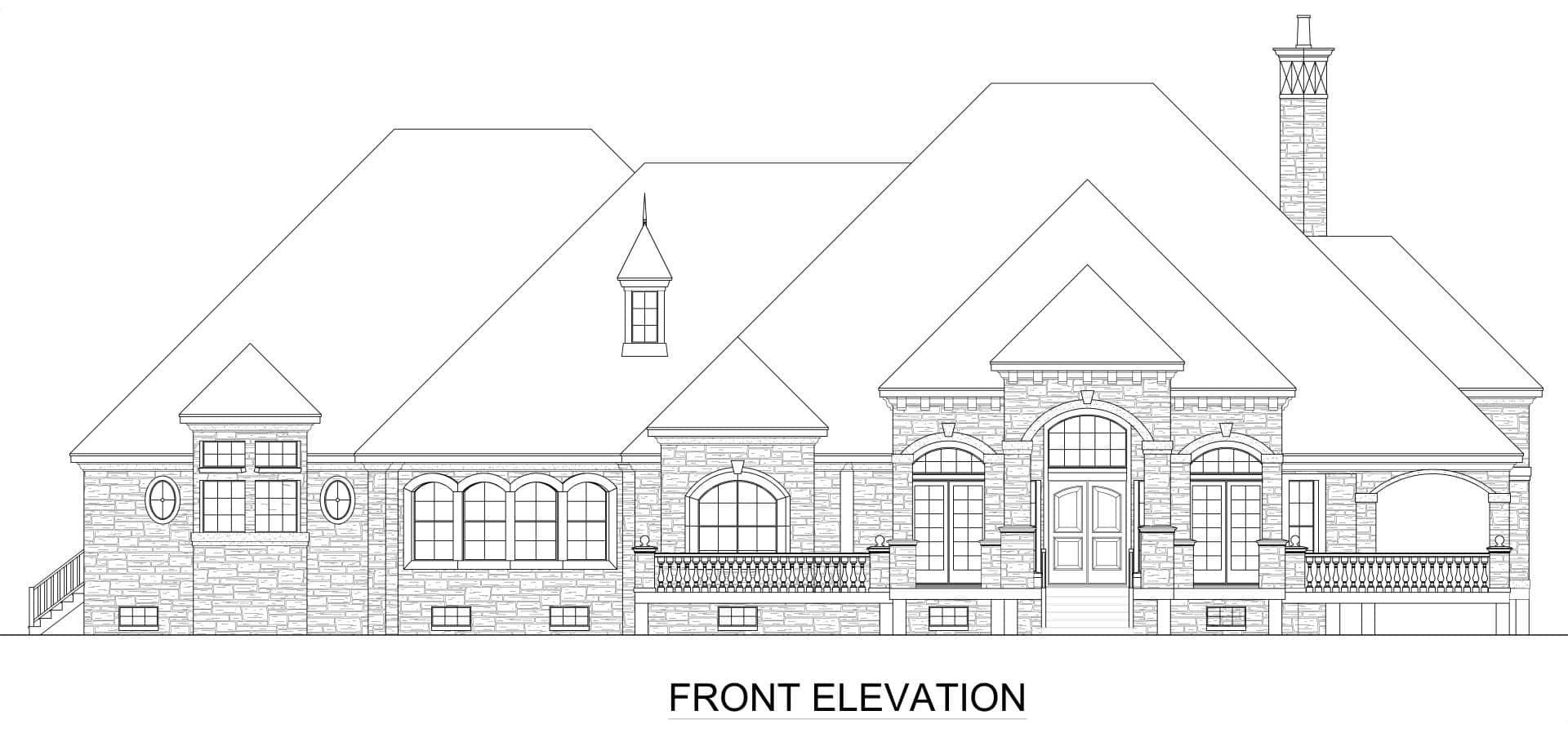 Home Plan Front Elevation of this 4-Bedroom,4413 Sq Ft Plan -195-1369