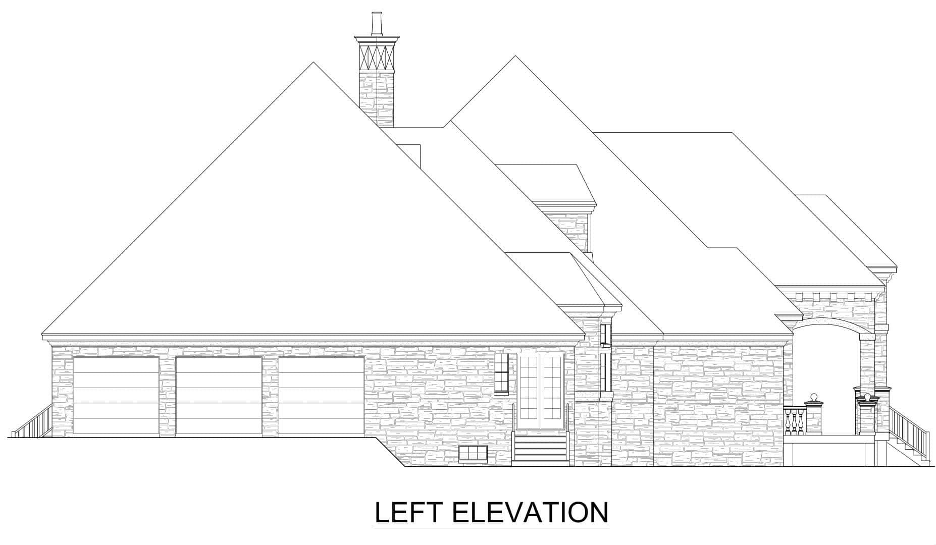 Home Plan Left Elevation of this 4-Bedroom,4413 Sq Ft Plan -195-1369