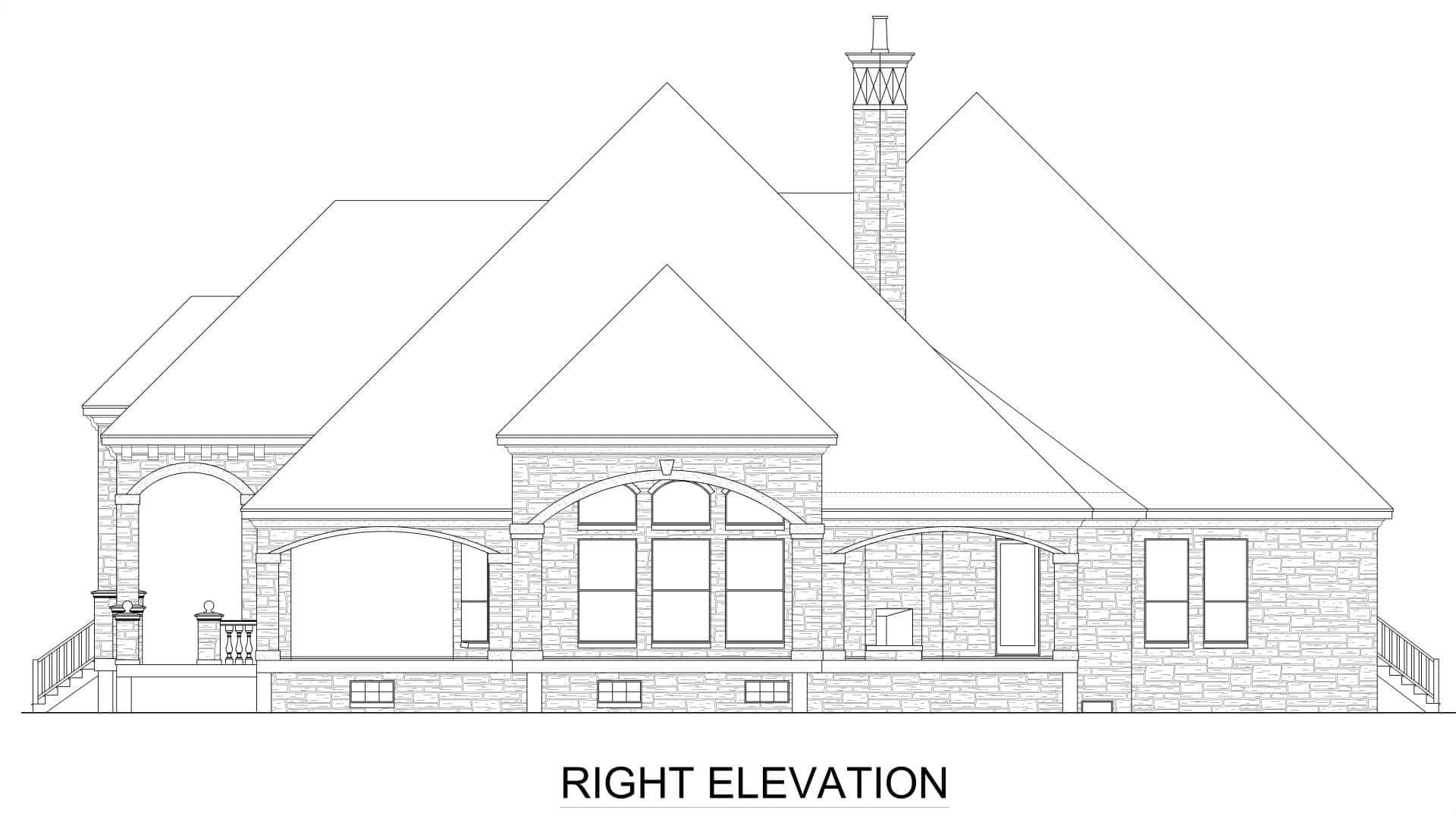 Home Plan Right Elevation of this 4-Bedroom,4413 Sq Ft Plan -195-1369