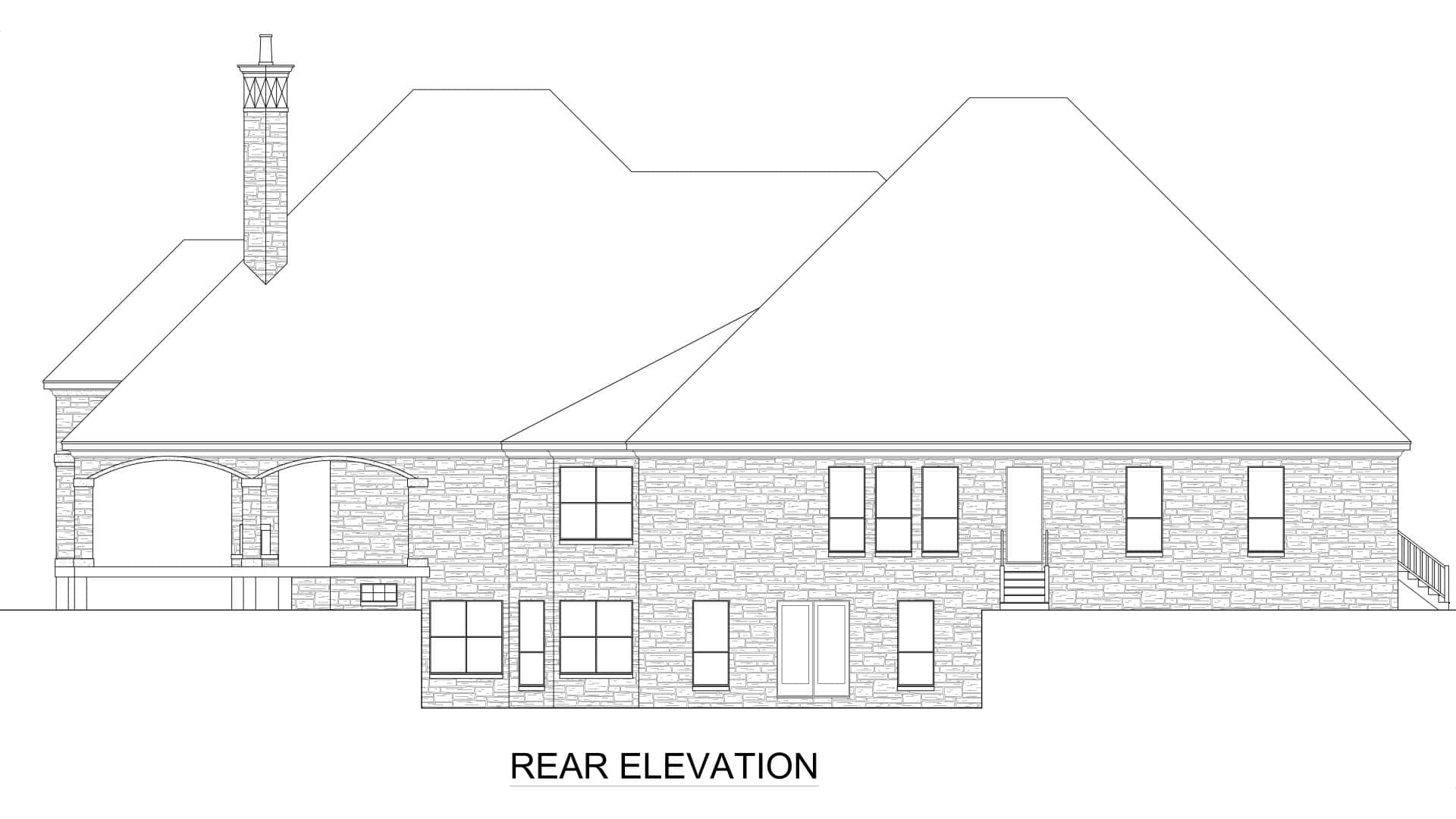Home Plan Rear Elevation of this 4-Bedroom,4413 Sq Ft Plan -195-1369