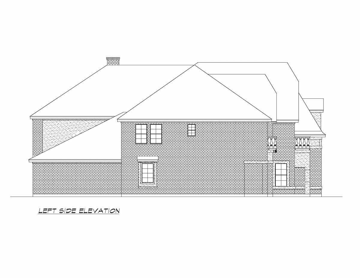 Home Plan Left Elevation of this 5-Bedroom,5104 Sq Ft Plan -195-1370