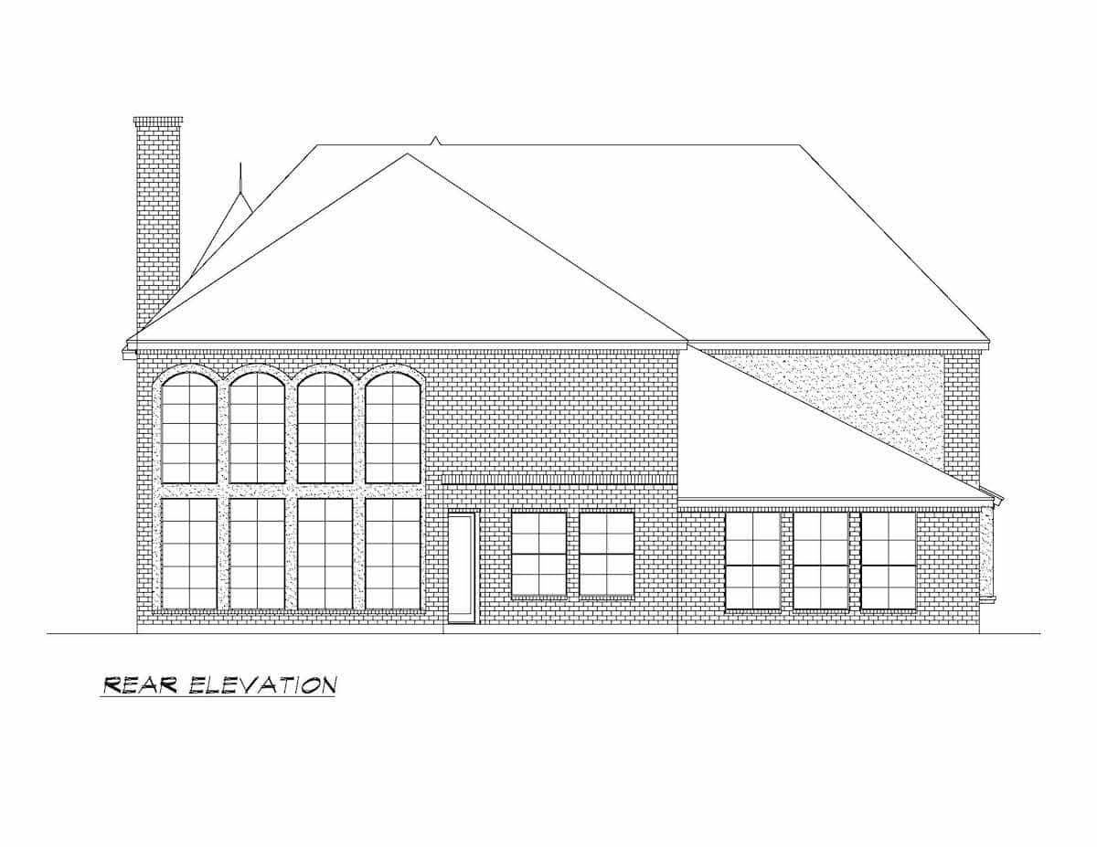 Home Plan Rear Elevation of this 5-Bedroom,5104 Sq Ft Plan -195-1370